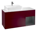 Produktbild: Villeroy & Boch Finion Waschbeckenunterschrank für Becken links Regal rechts für Finion / Memento 2.0 3 Auszüge mit Beleuchtung (1x LED) 1200 x 603 x 501 mm - Peony Matt Lacquer / Midnight Blue Matt Lacquer / Glass White Matt - F151HGHB