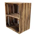 Produktbild: Obstkiste Wandregal Holzkiste Geflammt Weinregal Vintage 50 x 40 x 30cm -TOP