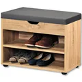 Produktbild: Schuhregal mit Sitzplatz Schuhablage 60x45x30 cm Stoff MDF-Platte Braun Grau