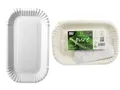Produktbild: 200 Pappschalen Pommesschalen Teller Pappe oval 15 x 23 x 2 cm weiss Einweg