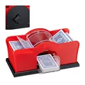 Produktbild: Relaxdays 10031555 Kartenmischmaschine, 2 Decks, Kurbel, manuelles Mischgerät für Spielkarten bis 91 mm, Kunststoff, rot/schwarz