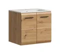 Produktbild: xonox.home – Waschtisch Ice 60x55x46 cm inkl. Waschbecken in Korpus und Front Artisan Oak Nachbildung – Waschplatz für Badezimmer in Holzoptik – modern & kompakt