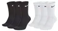 Produktbild: NIKE 8 Paar Herren Damen Socken Lang Weiß oder Schwarz oder Weiß Grau Schwarz Set Paket Bundle, Farbe:Schwarz, Größe:42-46