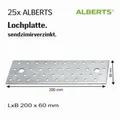 Produktbild: 25x ALBERTS Lochplatten Holzverbinder Holzbau sendzimirverzinkt. LxB 200x60 mm