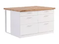 Produktbild: Vente-unique-Kücheninsel mit 6 Schubladen aus MDF & Metall - Weiß & Holzfarben hell - ALEGRITA