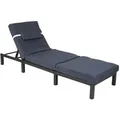 Produktbild: Mendler Poly-Rattan Sonnenliege HWC-A51, Relaxliege Gartenliege Liege ~ Premium anthrazit, Kissen grau