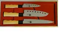 Produktbild: HAC24 Traditionelles Asia Messerset Extrem Scharf Edelstahl Design Messerset 3-teilig mit ergonomischem Griff und rasierscharfen Klingen aus Edelstahl.