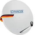 Produktbild: SCHWAIGER Satellitenschüssel 80 cm SAT Offset Antenne Stahl mit LNB Tragarm Masthalterung integrierte Kabelführung Montagematerial 38,5 dB Empfangsleistung wetterfest hellgrau