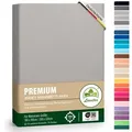 Produktbild: leevitex® Spannbettlaken Premium Spannbettlaken, 97% Mako-Jersey-Baumwolle und 3% Elasthan, Gummizug: rundum, blickdicht, Anti-Pilling, 97% Baumwolle, 3% Elasthan, 40 cm Steg grau|silberfarben 180 - 200 cm x 200 - 220 cm