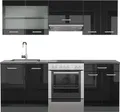 Produktbild: Küchenzeile Vicco R-Line Schwarz Hochglanz/Anthrazit 200 cm ohne Arbeitsplatte, Model 40965