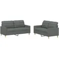 Produktbild: vidaXL 2-tlg. Sofagarnitur mit Kissen Dunkelgrau Stoff