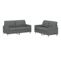 Produktbild: vidaXL Sofa 2-tlg. Sofagarnitur mit Kissen Dunkelgrau Stoff