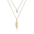 Produktbild: Elli Ketten-Set Feder Boho 925 Silber, mit Kristallen von Swarovski®, Boho goldfarben 45 cm