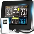 Produktbild: Funkwetterstation mit Farbdisplay & Außensensor Barometer Wettervorhersage Wetterstation Digitales LCD Thermometer Hygrometer Innen Außen Retoo
