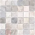 Produktbild: Quarzit Naturstein Mosaik Fliese beige grau Wand Boden Dusche Küchenrückwand F .