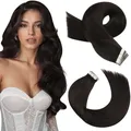 Produktbild: Moresoo Invisible Tape Extensions Echthaar Haarverlängerung Echthaar Tapes 45 cm DunkelBraun Tapes Echthaar Extension Gerades Band in Extensions 20 Stück/50g Dickes Haar Extensions für Dünnes Haar #2