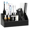 Produktbild: Luxspire Zahnbürstenhalter, 5 Fächer Elektro Zahnbürsten Halter Organizer Familie Zahnputz Halterung Große Kapazität Zahnputzhalter Make Up Organizer für Familien Zahnpasta Shaver Herren, Mattschwarz