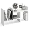 Produktbild: KOMTO Tischregal Schreibtisch Aufsatzregal - Regal Klein, Küchenregal Stehend für Arbeitsplatte, Desktop Bücherregal Weiß | Shelf K 51-97 х 20 х 40 cm