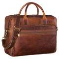 Produktbild: STILORD 'Dawson' Leder Aktentasche Umhängetasche mit Laptopfach 15,6 Zoll Vintage Bürotasche DIN A4 Notebooktasche Business Akten Tasche aus Echtem Leder Damen & Herren, Farbe:prestige - braun