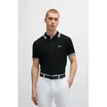 Produktbild: BOSS GREEN Poloshirt Paddy atmungsaktive Piqué-Webstruktur, Flachstrickkragen, gerader Schnitt schwarz S (46)