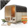 Produktbild: Artsauna Fasssauna Nolvik, BxTxH: 186 x 220 x 194 cm, 38 mm, Für 6 Personen, 8 kW Saunaofen, Fichtenholz, Zubehör-Set beige|schwarz 186 cm x 194 cm x 220 cm
