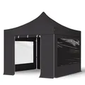 Produktbild: TOOLPORT 3x3m Aluminium Faltpavillon, inkl. 4 Seitenteile, schwarz - (600146)