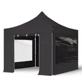 Produktbild: TOOLPORT Faltzelt Professional 3x3 m - mit 4 Seitenteilen (Panoramafenster) Faltpavillon ALU Pavillon Partyzelt schwarz