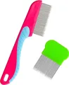 Produktbild: 2 Stück Läusekamm Rostfreier Stahl Flohkamm Langlebige Läusekämme Floh Kamm Plastik Läuse Kamm Lice Combs für Pflegen und Entfernen von Schuppen Oder LäusenLäuse
