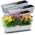 Produktbild: BigDean 4er Set Zink Paletten Blumenkästen - Einsatz 38cm groß Silber - aus Metall verzinkt - Zinkkasten Pflanzkasten Balkonkasten Blumentopf für Europaletten