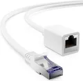Produktbild: deleyCON 5m CAT7 Patchkabel Verlängerung für Ethernet LAN Netzwerkkabel - CAT 7 Rohkabel mit RJ45 Stecker auf RJ45 Buchse S/FTP Kupfer PiMF 600MHz - Weiß