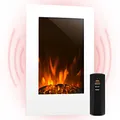 Produktbild: Klarstein Lausanne - elektrischer Kamin, E-Kamin, Kaminofen (Flammensimulation, LED, geräuscharm, 1000W oder 2000W Leistung, Dimm-Funktion, Fernbedienung, Wandmontage) vertikal, weiß