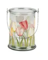Produktbild: Windlicht Motiv Teelichthalter Tulpen 13x17cm Glas