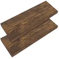 Produktbild: Casaria® 2X Wandregal Holz Dunkle Eiche Regal mit Halterung 15kg Tragkraft Hängeregal Küche Wohnzimmer Flur Wand Schweberegal Bücherregal Regalbrett Schwebend 70cm
