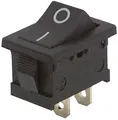 Produktbild: McPower Mini-Wippenschalter 2-polig | EIN/AUS | 250V / 3A | Snap-In-Montage | Schwarze Wippe (0/1) | Flachstecker 4,8mm | Einbaumaß 13×19,2mm