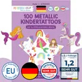 Produktbild: 100 Metallic-Tattoos für Kinder - Hautfreundliche Kindertattoos Einhorn und R...