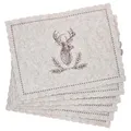 Produktbild: MamboCat 6er Set Alois Tischset beige I (LxB) 30x40cm I rechteckige Platzsets aus Filz mit Hirsch-Dekor für 6 Personen I Tisch-Dekoration im Landhausstil