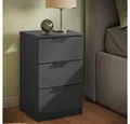 Produktbild: Vicco Nachtschrank Fino, Schwarz Hochglanz, 37.6 x 61.8 cm mit 3 Schubladen (1-St)
