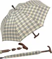Produktbild: iX-brella Stockregenschirm Stützschirm Holzgriff höhenverstellbar sehr stabil, klassisch beige kariert