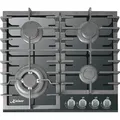 Produktbild: Kaiser Küchengeräte Gas-Kochfeld, Gaskochfeld 60cm, Schwarz Glas, Einbau Herd,Erdgas Propangas schwarz