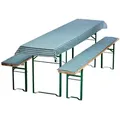 Produktbild: NYVI Bierbankauflagen Set 240x90 cm Grün Kariert - 1x Tischdecke für 220x70 cm Biertische & 2x Gepolsterte Auflage für 220x25 cm Bierbänke