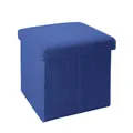 Produktbild: INTIRILIFE Faltbarer Sitzhocker 30x30x30 cm in Meer BLAU - Sitzwürfel mit Stauraum und Deckel aus Stoff in Leinen Optik - Sitzcube Fußablage Aufbewahrungsbox Truhe Sitzbank