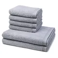 Produktbild: Möve - 6 teiliges Frottier-Set - Superwuschel (4 X Handtuch 2 X Duschtuch im Set) - 520 g/m2 - Baumwolle - Walkfrottee - saugstark - weich und flauschig - Silver