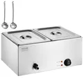Produktbild: VEVOR Speisenwärmer Chafing Dish Gastronormbehälter 17L 2x1/2 Größe 1200W