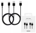 Produktbild: ORG 2x Neues Original-Kabel 2er-Pack Samsung USB A-C 1,5 m 3 A 25 W, schwarz