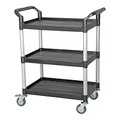 Produktbild: STIER Servierwagen, mit 3 Etagen, Schiebegriffe auf beiden Seiten, LxBxH 850x480x1000 mm, Tragkraft 150 kg, 4 Lenkrollen, 2 Davon feststellbar, Etagenwagen, Schiebewagen, schwarz
