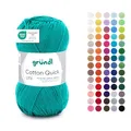 Produktbild: Gründl Wolle Cotton Quick uni - dünne Wolle zum Häkeln - Strickgarn - Häkelgarn - Glänzend und hautfreundlich - 100% Baumwolle - 1 Knäuel 50 g / 125 m - Nadelstärke 3-4 - Smaragdgrün