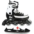 Produktbild: Cox Swain Inlineskates Sneak 2in1 verstellbar Inline Skates und Schlittschuhe, 4-fach größenverstellbar schwarz XL (43-46)