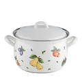 Produktbild: RIESS 0166-068 Fleischtopf mit Deckel 20, COUNTRY - FRUIT GARDEN, Durchmesser 20 cm, Inhalt 3,5 Liter, Höhe 20 cm, Emaille, weiß mit Fruchtdekor, Induktion