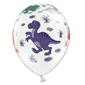 Produktbild: PartyDeco Weiße Latex Luftballons mit buntem Dinosaurier Druck - Luftballons mit Dinosaurier Druck - (1 Op. 6 Stück) für Hochzeit Geburtstag Party Hochzeit Taufe Baby Shower