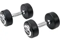 Produktbild: Bad Company Deluxe gummierte Studio Hanteln schwarz Rundhanteln inkl. Chrom-Applikationen - 2 x 10,0 Kg Deluxe Hanteln